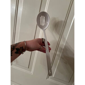 Vintage Copco Atlas Group White Slotted Spoon Made in Taiwan